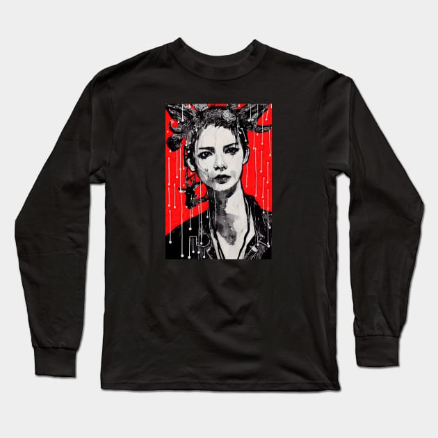 Woman with dreads Long Sleeve T-Shirt by etherElric